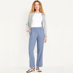 Women's Old Navy Linen Blend Straight Ankle Pants, Light Blue, Size M-Tall, GUC